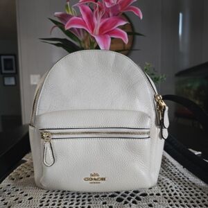 Coach White Leather Mini Charlie Backpack 💖